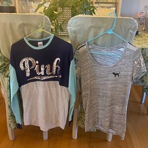 Pink  designer short sleeve shirt and pink, long sleeve shirt, just adorable